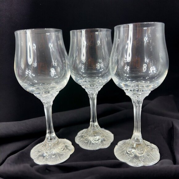 Rosenthal Monbijou Classic Rose Drinking Clear Crystal Water Goblet Glass Set 3 - Picture 1 of 14